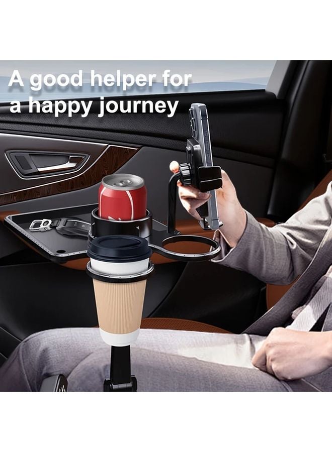 Black 5 in 1 Car Tray with Phone Holder Cup Holder Adjustable Angle Easy Install Universal Storage - Image 5